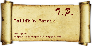 Talián Patrik névjegykártya